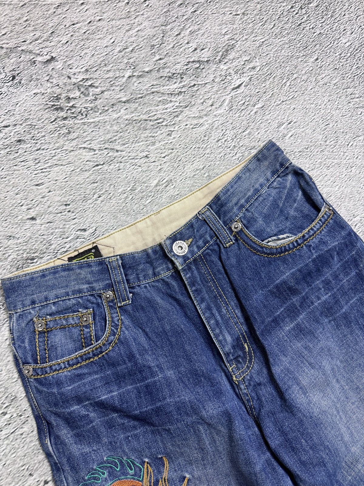 Japanese Brand Dragon Embroidery Japanese denim GMD vintage jeans Y2K baggy Size US 32 / EU 48 - 7 Thumbnail