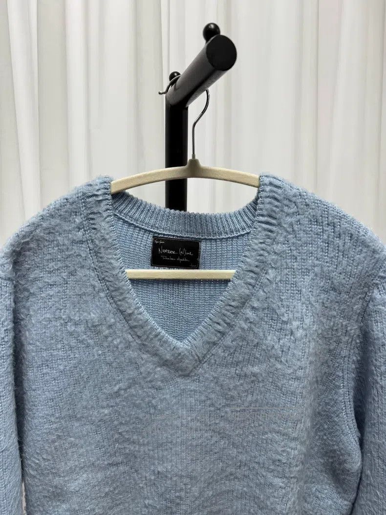 Number (N)ine Number (N)ine Fuzzy V-neck sky blue sweater Size US XL / EU 56 / 4 - 4 Thumbnail