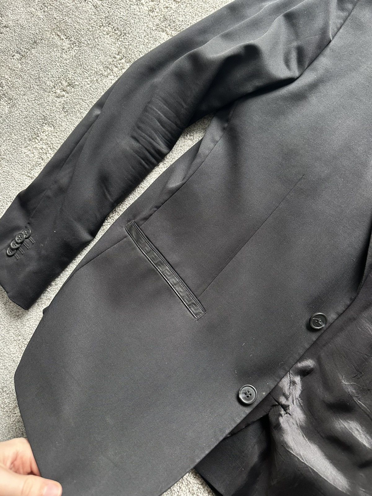 H&M × Versace Versace x H&M Black 100% Wool Worn Blazer Men's Suit Smoking Size 44R - 5 Thumbnail