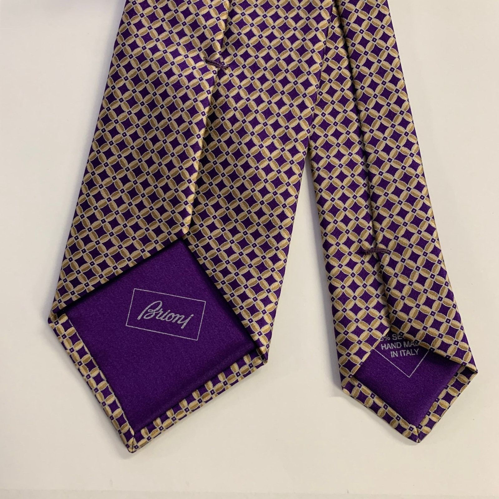 Brioni BRIONI Purple Tan Geometric Silk Tie Size ONE SIZE - 2 Thumbnail