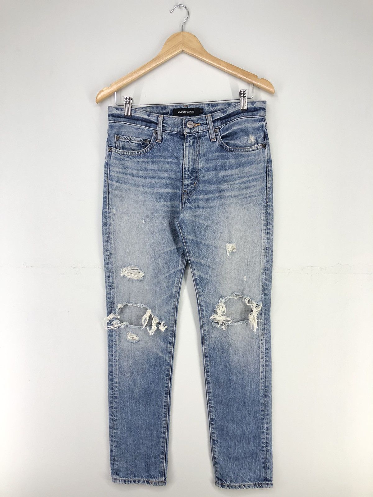 image of Hysteric Glamour x Jack Rose jackrose Seditionaries Distressed Faded Blue Jeans, Men's (Size 30)