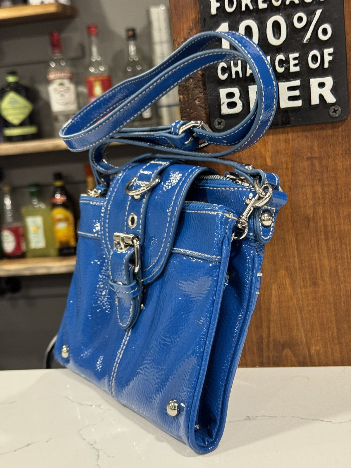 Nine West Y2K Aesthetic Nine West Glossy Cobalt Blue Crossbody Size ONE SIZE - 5 Thumbnail