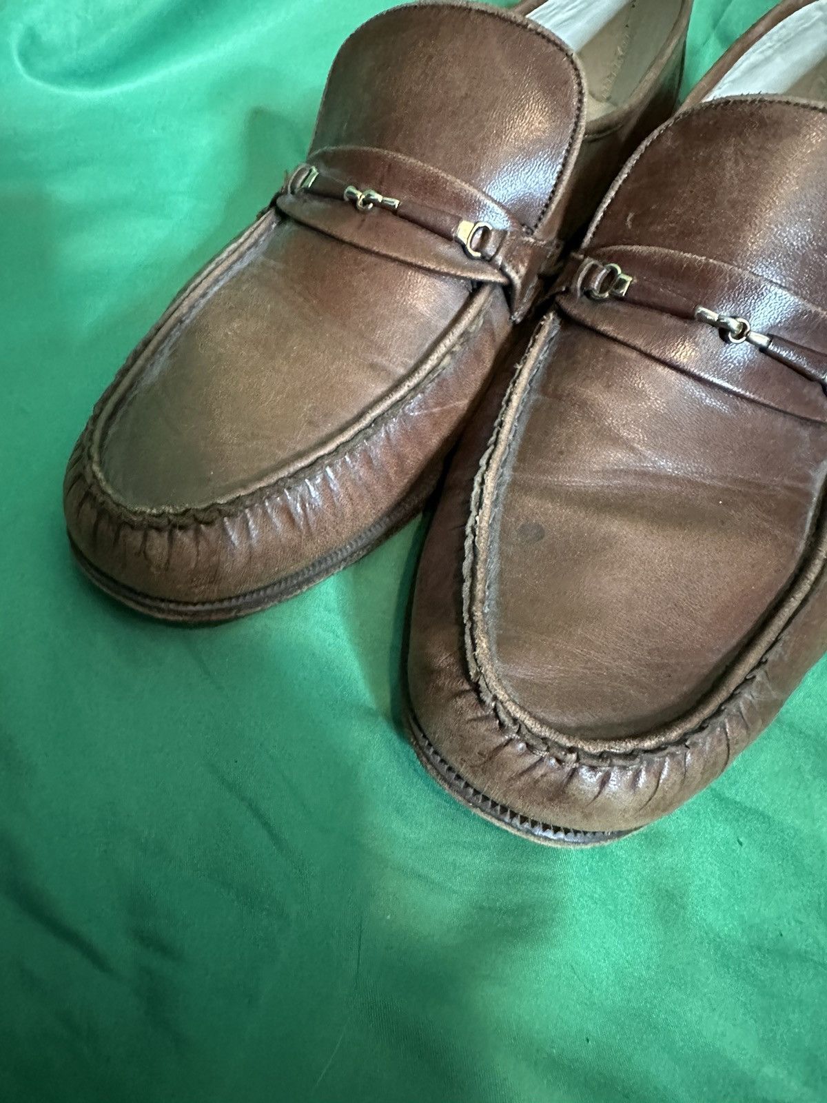 Florsheim IMPERIAL brown leather horsebit moc toe loafers Size US 9 / EU 42 - 4 Thumbnail