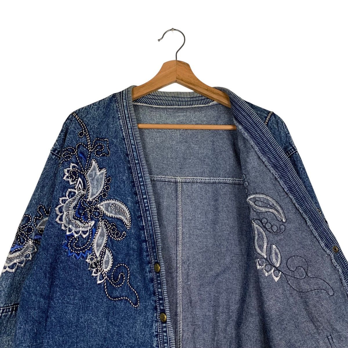 Vintage SILLOAM Denim Cardigan Casual Jacket #1525-C68 Size L / US 10 / IT 46 - 10 Thumbnail