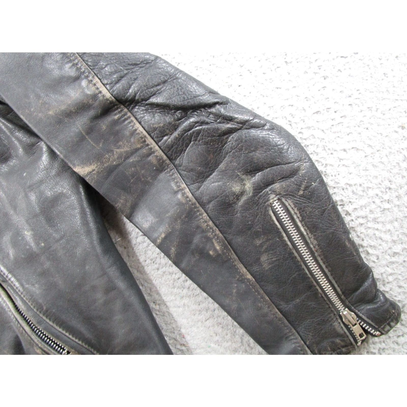 Harley Davidson VINTAGE Harley-Davidson Motorcycle Jacket Mens 50T Leather Black Wide Wing Collar Jacket Size US M / EU 48-50 / 2 - 7 Thumbnail