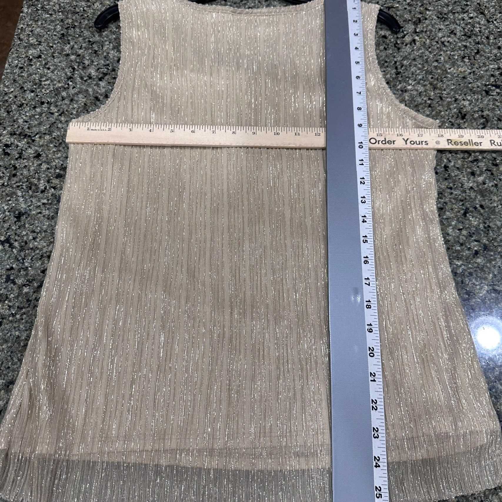 Vintage VINTAGE Allura Gold Sleeveless Pleated Tank Top Women L Glam Evening Top Scoop Neck 90s Business Party/Cocktail Womens Size L / US 10 / IT 46 - 3 Thumbnail