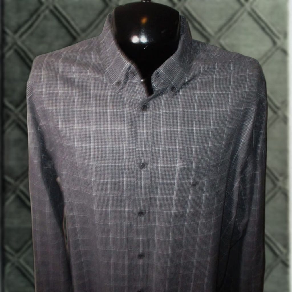 Express EXPRESS Gray Black Long Sleeve Shirt XXL NWT Button-Front Button-Down Collared Knit Cotton Classic Men’s Shirt Size US XXL / EU 58 / 5 - 1 Thumbnail