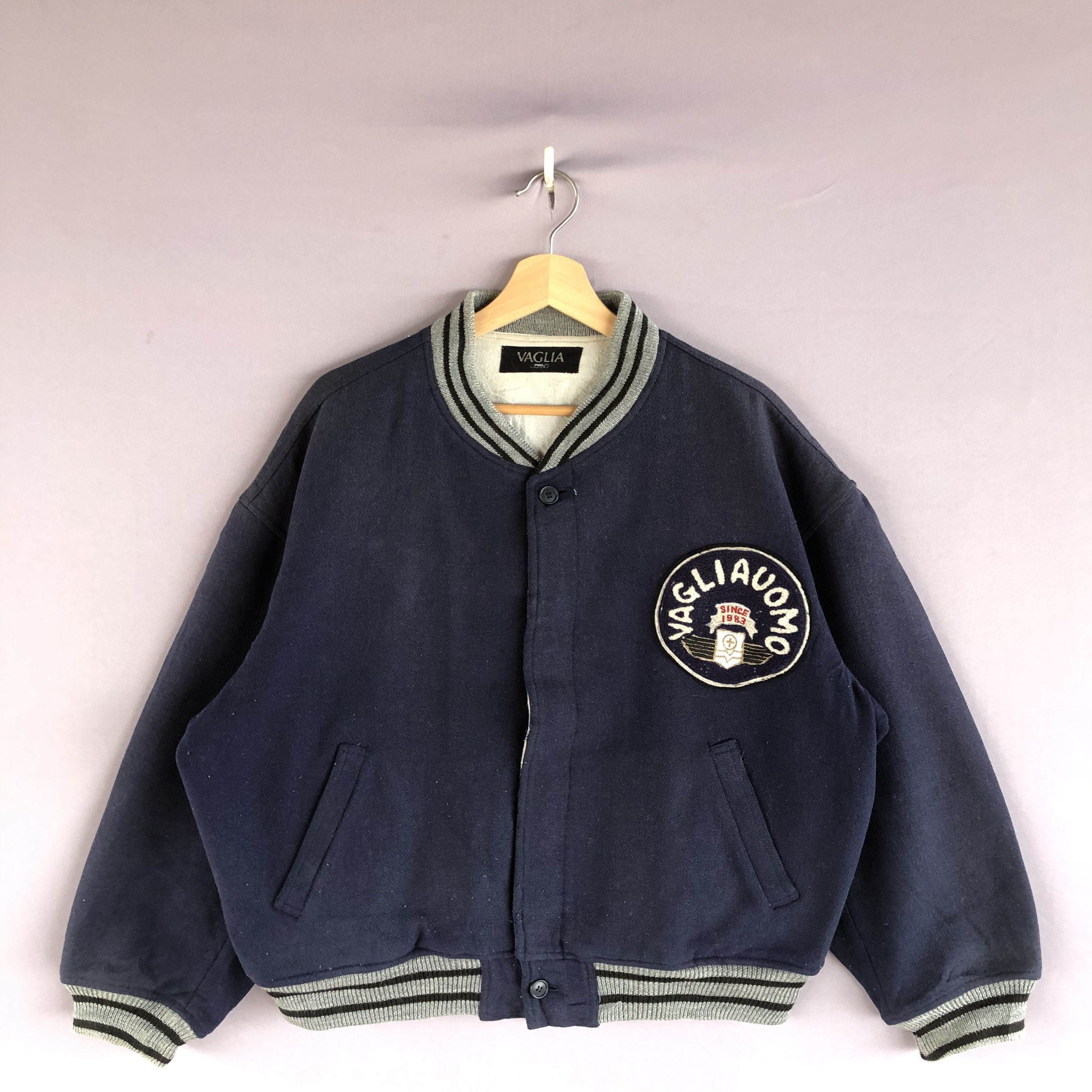 Vintage Vintage 90s Vaglia UOMO Japanese Varsity Wool Bomber Jacket Size US L / EU 52-54 / 3 - 2 Thumbnail