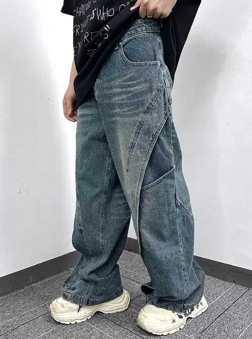 VIBE Vintage distressed street patchwork cargo jeans Size US 32 / EU 48 - 2 Thumbnail
