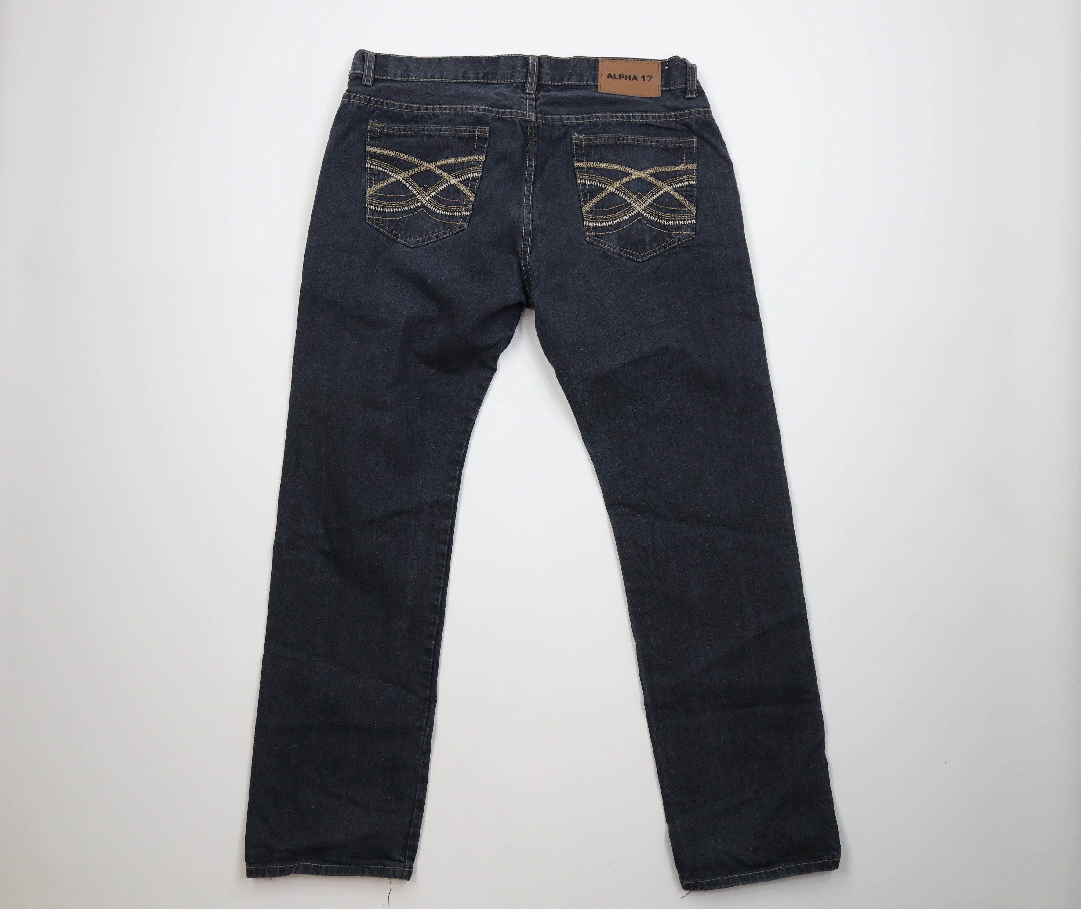 Vintage Vintage 90s Y2K Streetwear Straight Leg Denim Jeans Black Size US 38 / EU 54 - 10 Thumbnail