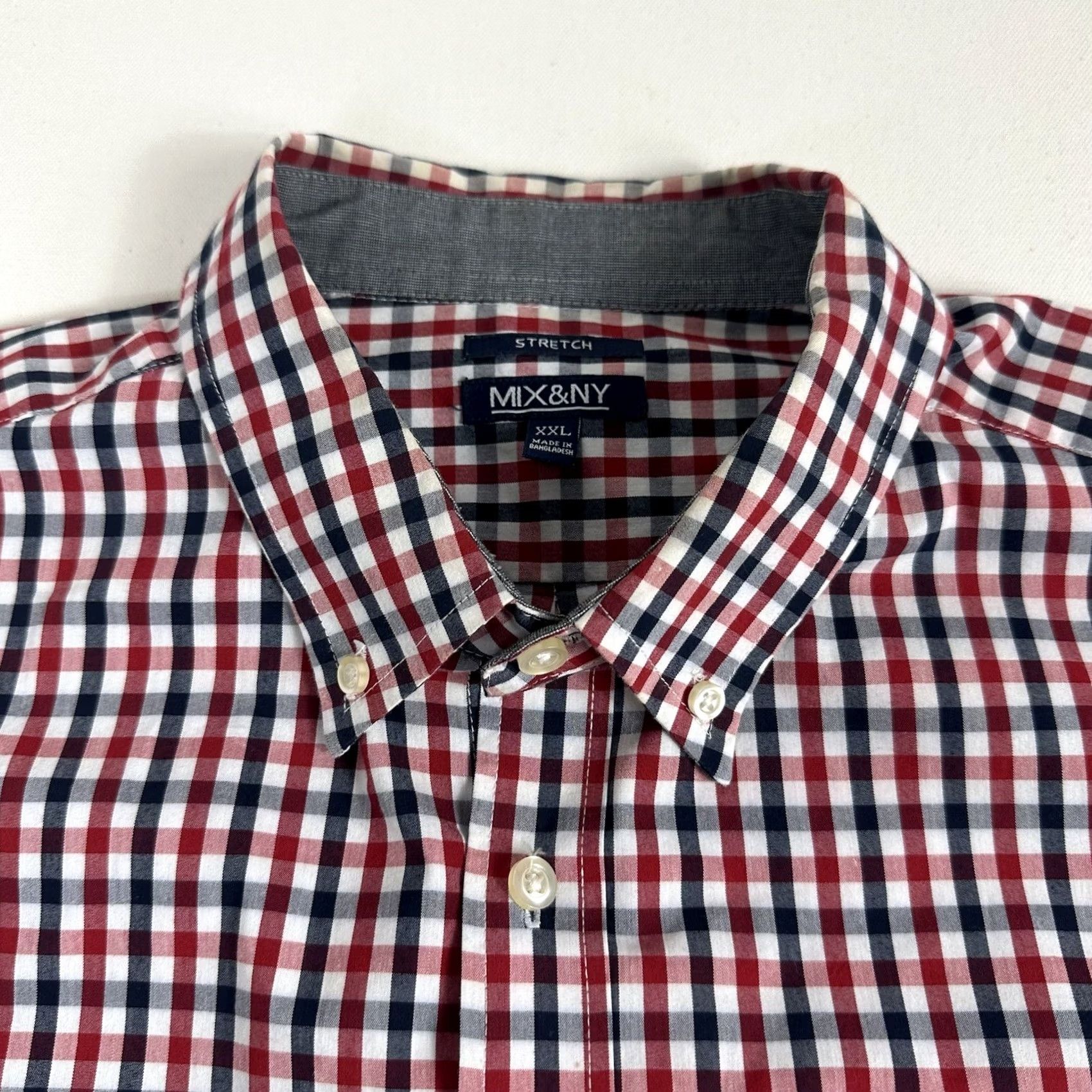 Vintage Mix & NY Button-Down Gingham Plaid Long Sleeve Shirt Mens 2XL Red Casual Stretch Size US XXL / EU 58 / 5 - 5 Thumbnail