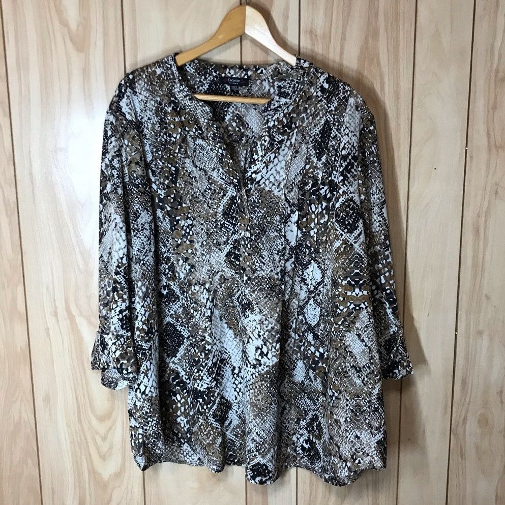 Other Cocomo Snake V-Neck 3/4 Sleeve Blouse 3X Size 3XL / US 20-22 - 1 Thumbnail