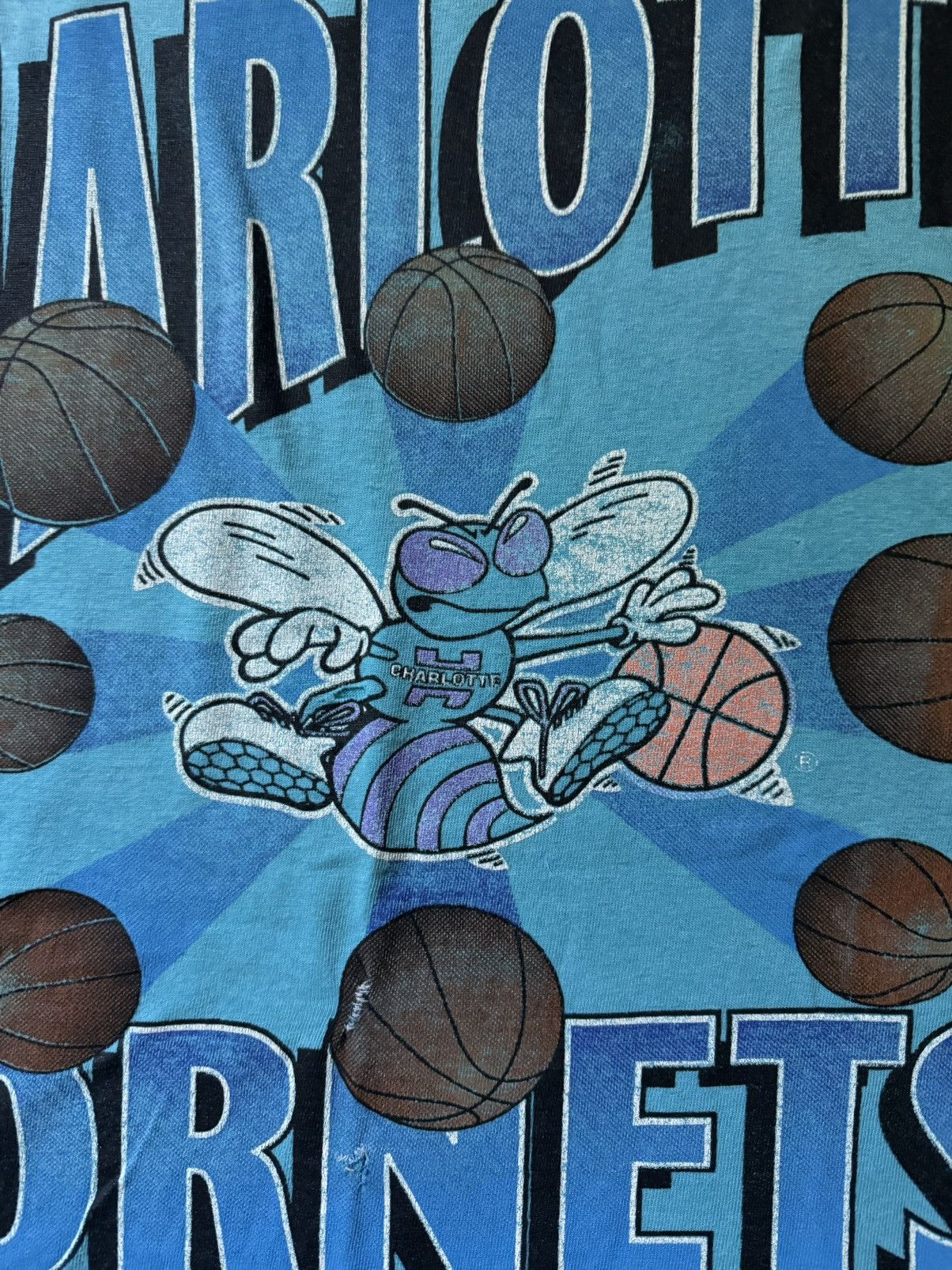 NBA × Vintage Rare Vintage 1990’s Charlotte Hornets Tee Size US XL / EU 56 / 4 - 4 Thumbnail