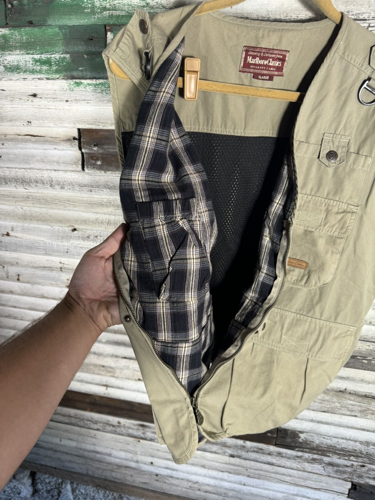 Marlboro × Marlboro Classics × Vintage Vintage Marlboro Classics Plaid Lined Fishing Vest Size US XL / EU 56 / 4 - 8 Thumbnail