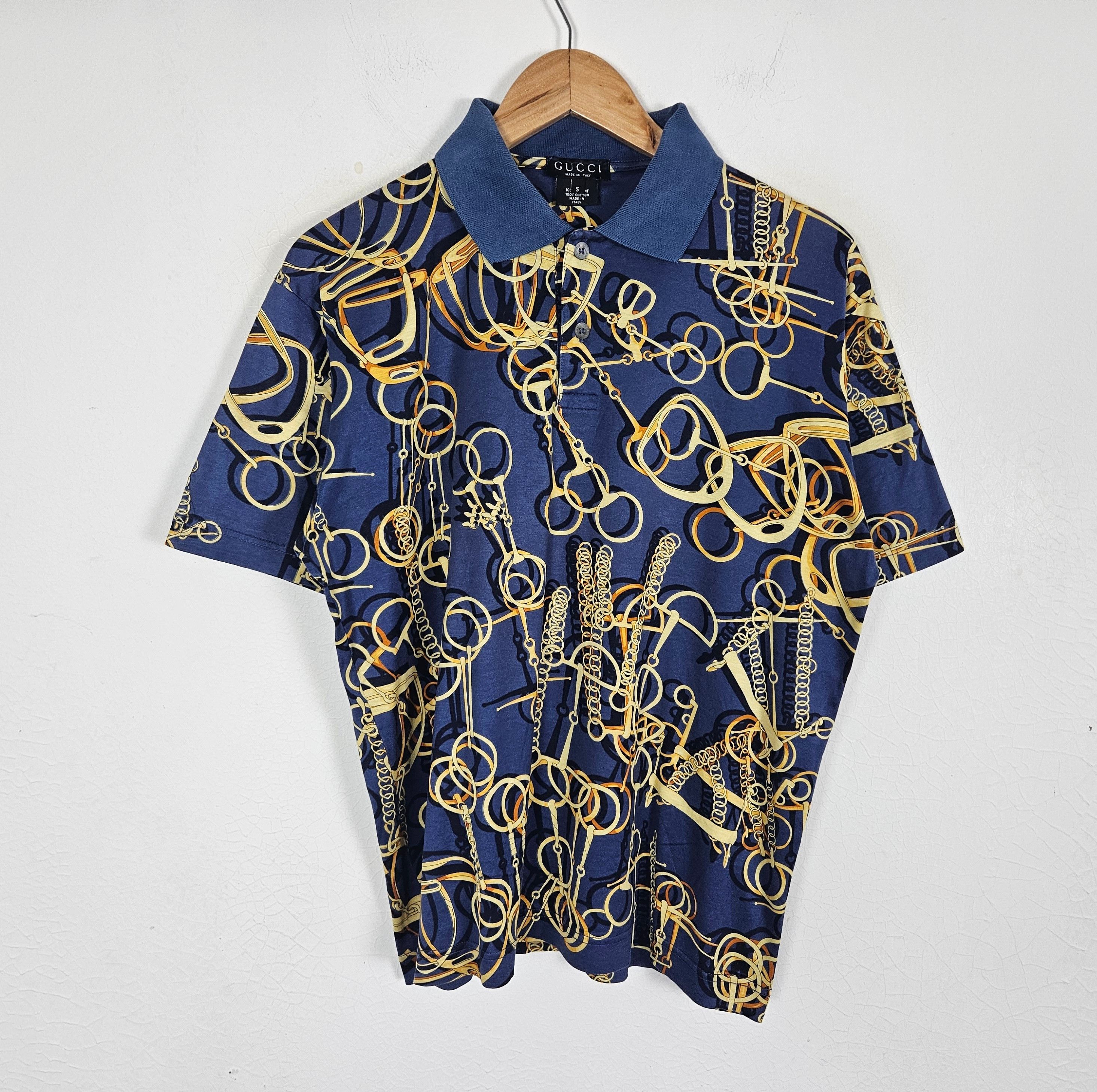 Gucci Vintage Gucci Italy Chain Polo Tee Size US S / EU 44-46 / 1 - 2 Thumbnail