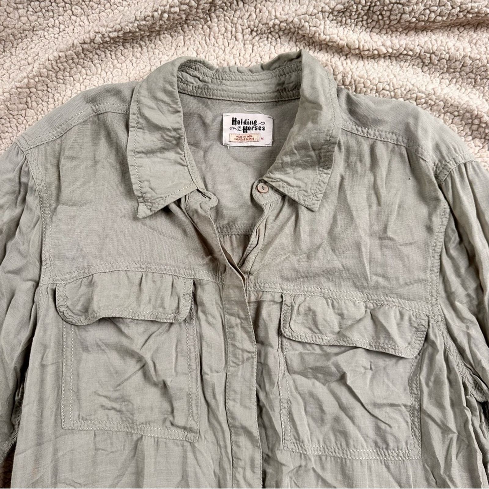 Anthropologie Anthropologie Holding Horses Sage Button Down Tunic Size M / US 6-8 / IT 42-44 - 7 Thumbnail