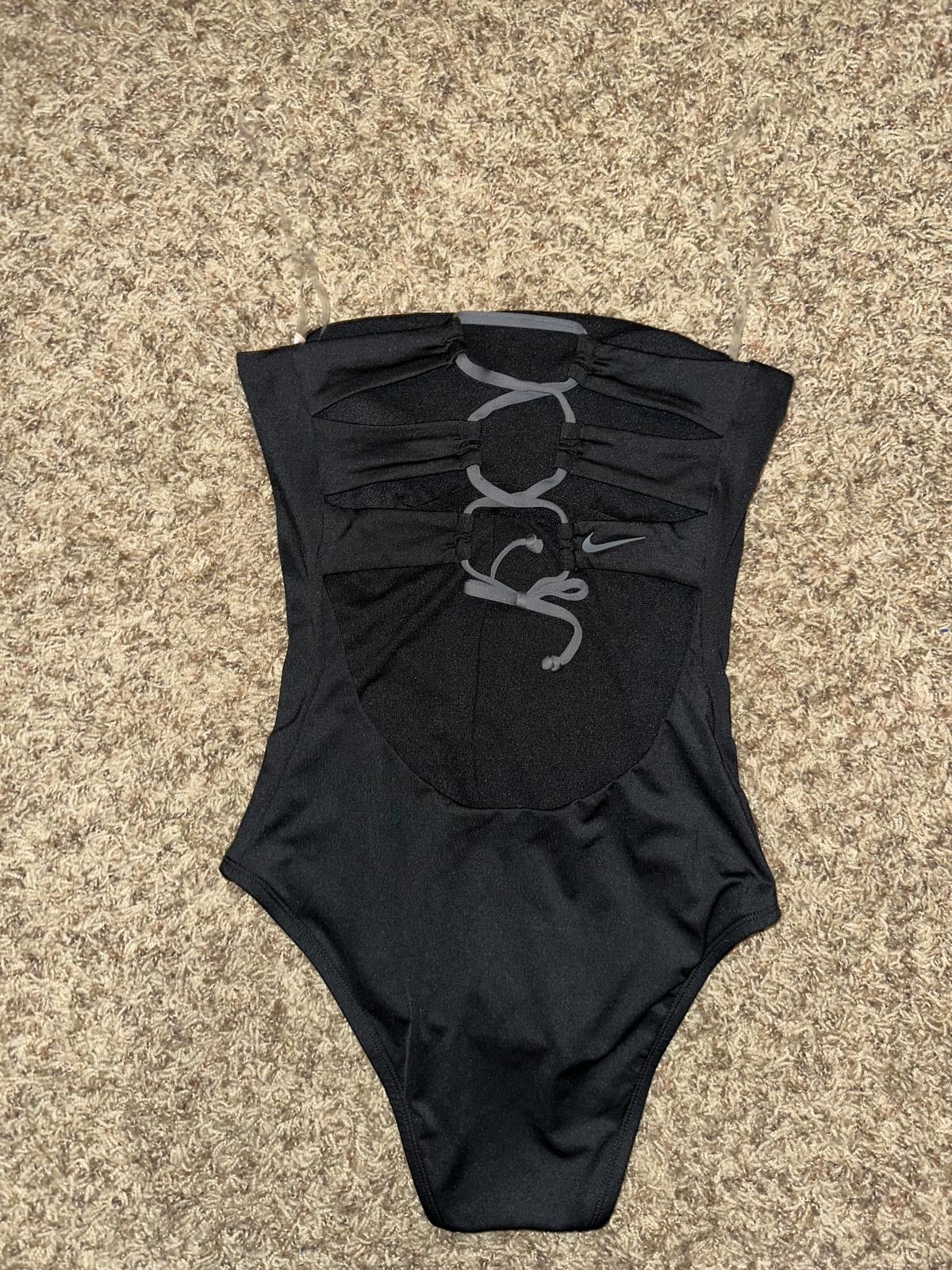 Nike Women's Solid Lace-Up Back Bandeau One Piece Swimsuit Size ONE SIZE - 2 Thumbnail