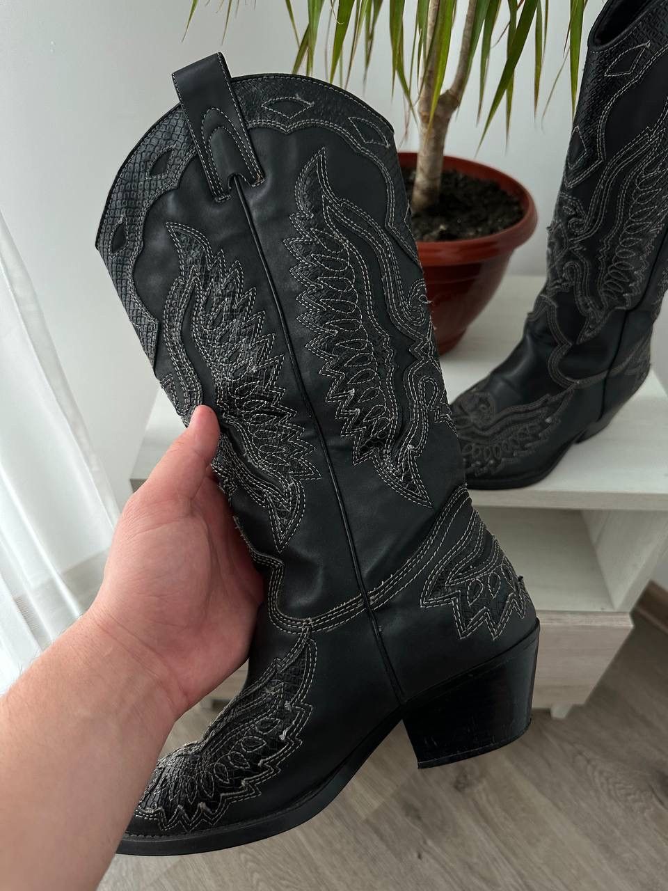 Cowboy Equipment × Vintage Vintage Cowboy Western Black Boots Size US 7 / IT 37 - 8 Thumbnail