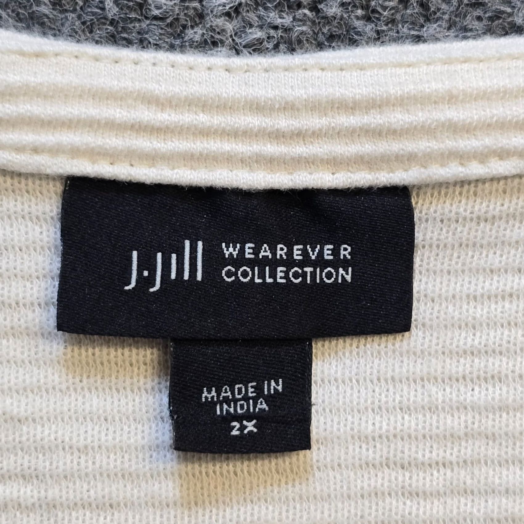 J. Jill J. Jill Top Womens 2X White Black Striped Knit Ribbed Stretch Capsule Casual Shirt Womens Size XXL / US 16-18 / IT 52-54 - 4 Thumbnail
