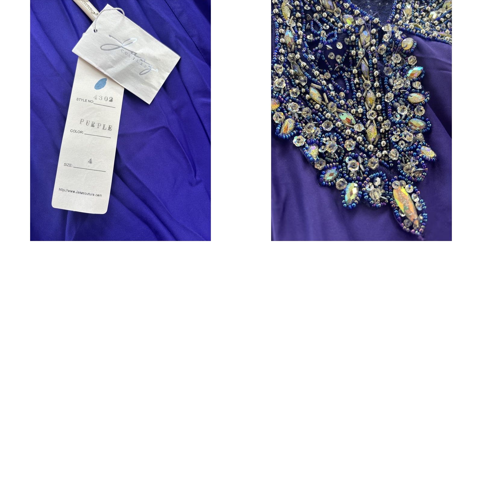 Vintage NWT Jasz Couture Dress 4067 Purple Size 4 Prom Formal Wear Sequin Glamour Ball Gown Mermaid Strappy Sleeveless Long Womens Wardrobe Size S / US 4 / IT 40 - 8 Thumbnail