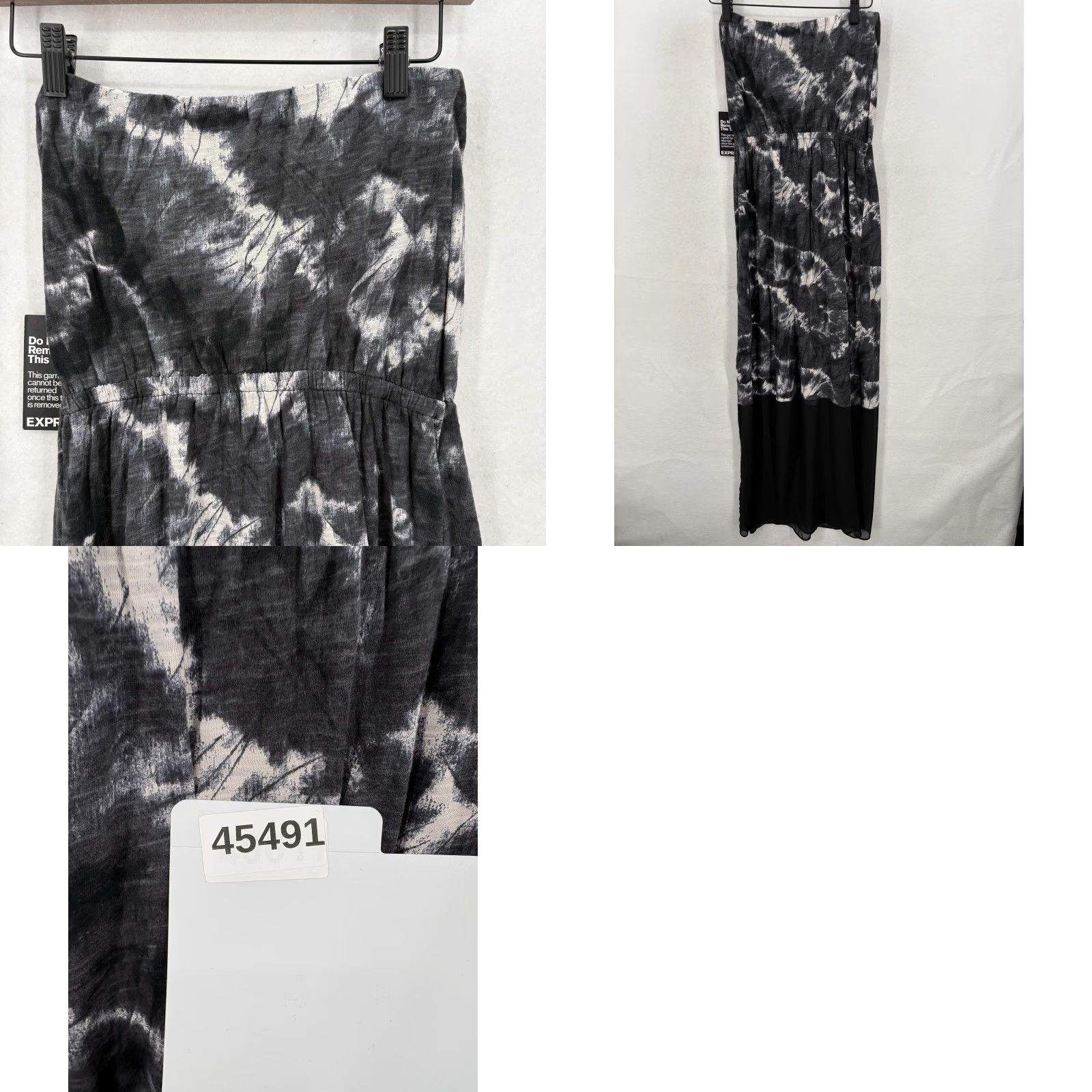 Express Express Dress XS Black Gray Strapless Maxi Tie Dye Sheer Hem Boho NWT Women’s Maxi Dress Size XS / US 0-2 / IT 36-38 - 9 Thumbnail
