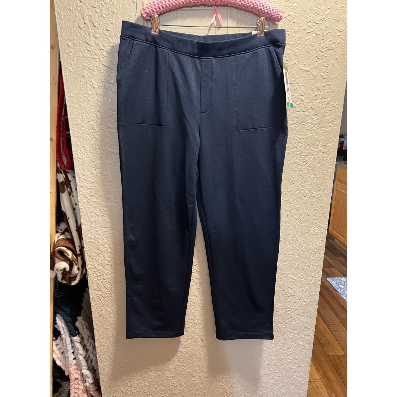 Other Mondetta Blue Herringbone Straight Leg Pants Woman’s XL NEW Size 32" / US 10 / IT 46 - 2 Thumbnail