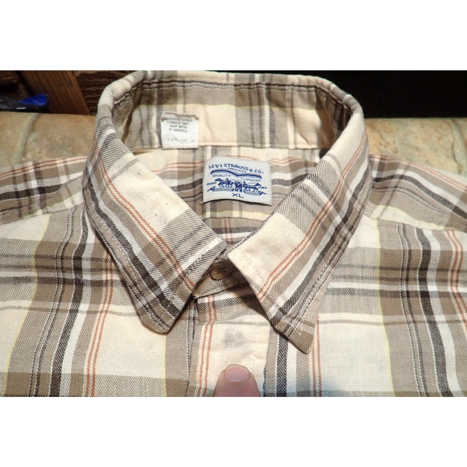 Levi's VINTAGE Levi's Work Shirt Western Flannel Cotton Adult XL Brown Plaid 80s Fall Winter Mens Size US XL / EU 56 / 4 - 2 Thumbnail