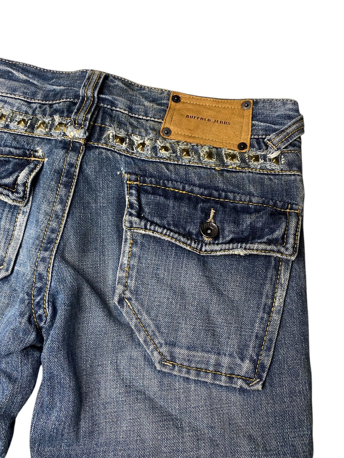 Tornado Mart 2000's Buffalo Studded Seawash Unfisinished Flared Jeans Size US 29 - 8 Thumbnail