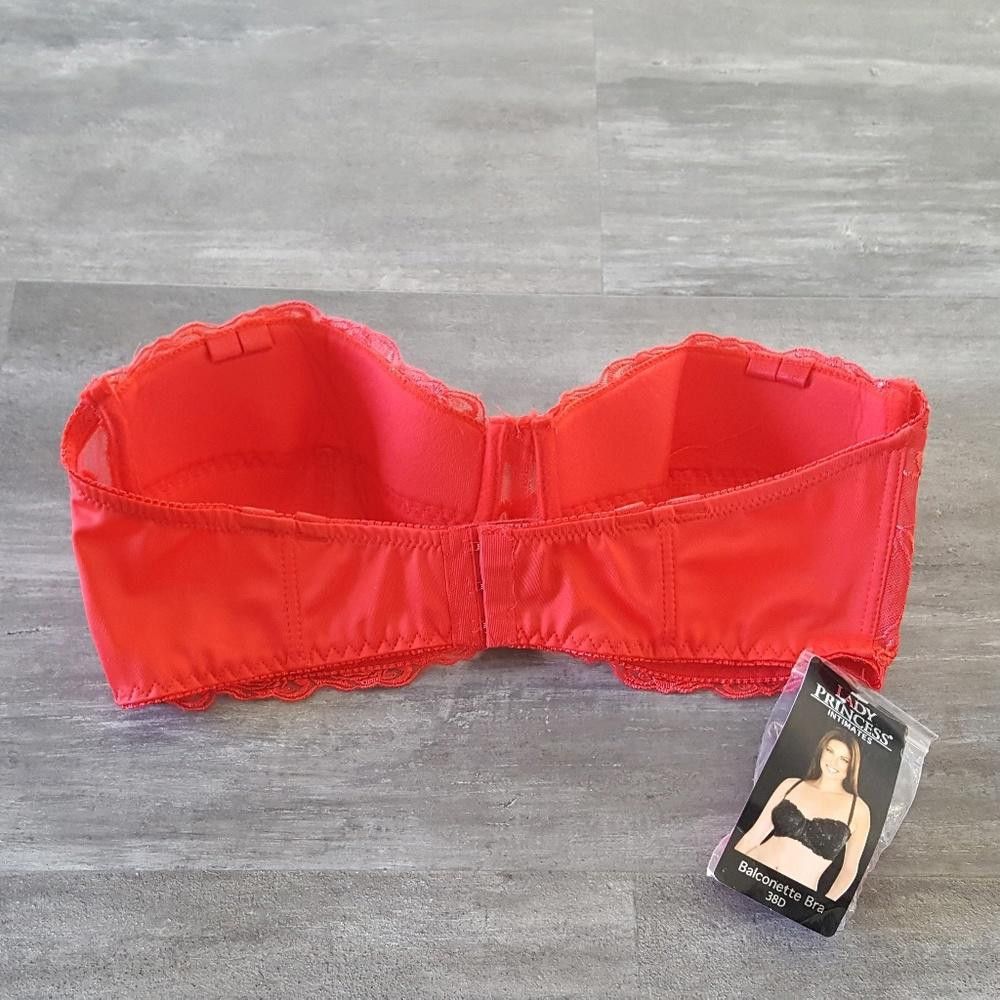 Designer Red Embroidered Lady Princess Balconette Bra Size ONE SIZE - 2 Thumbnail
