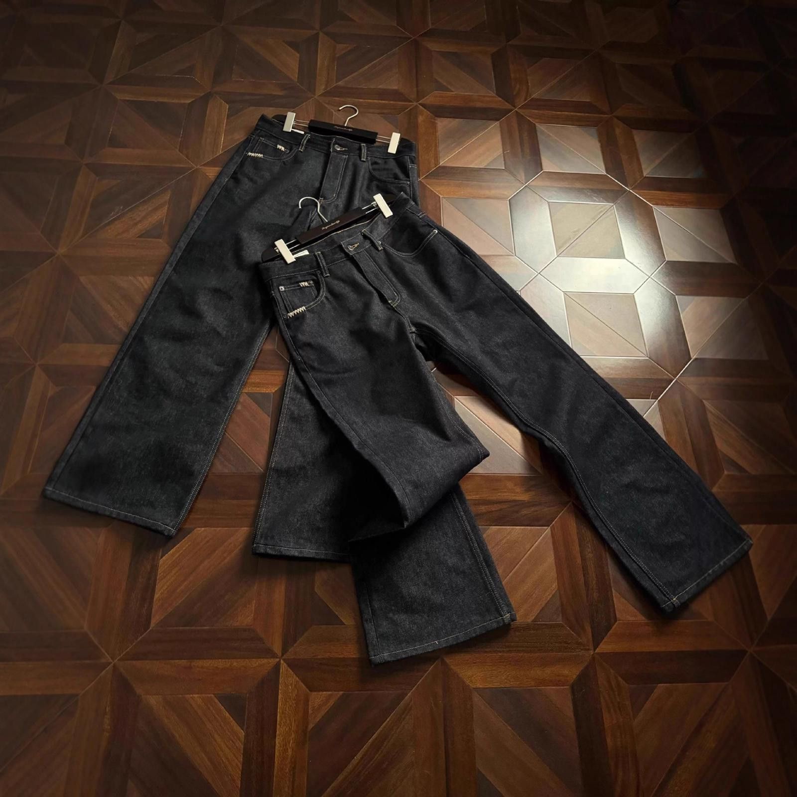 Vintage Navy Blue Selvedge Raw Denim Stacked Jeans Size US 30 / EU 46 - 1 Thumbnail
