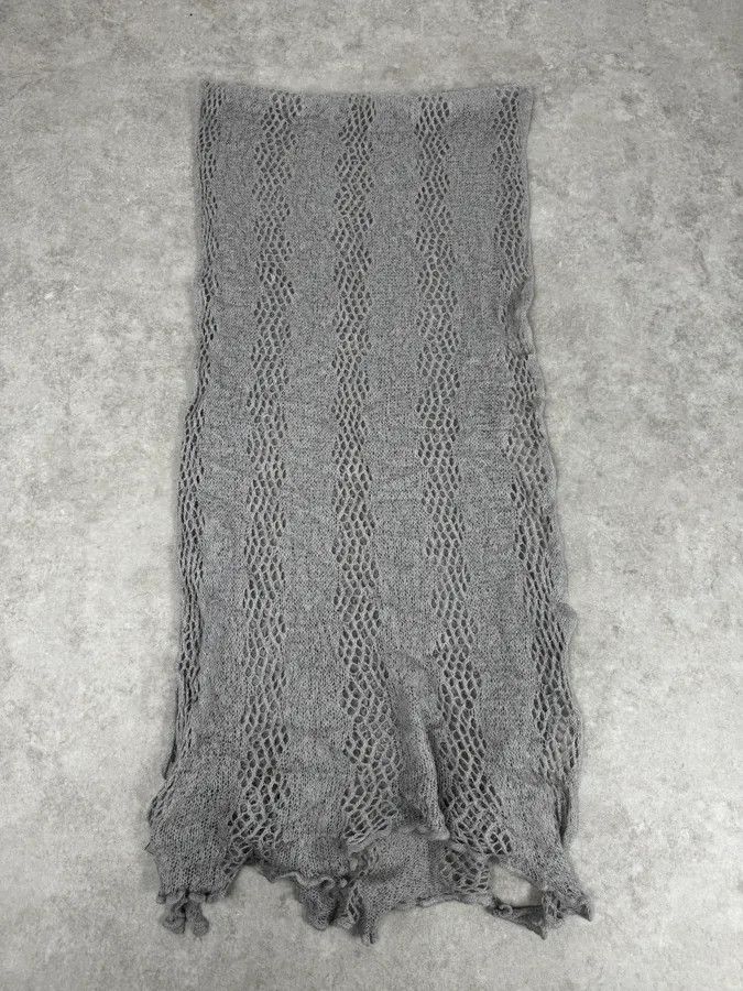 Vintage Massimo Rebecchi Mohair Grey Perfored Scarf Size ONE SIZE - 3 Thumbnail