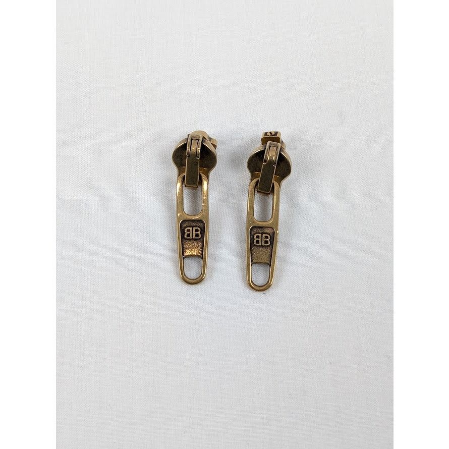 Balenciaga o1rshd1 Size: OS / Women's Zip Earrings Brass/Antique Gold Size ONE SIZE - 1 Thumbnail