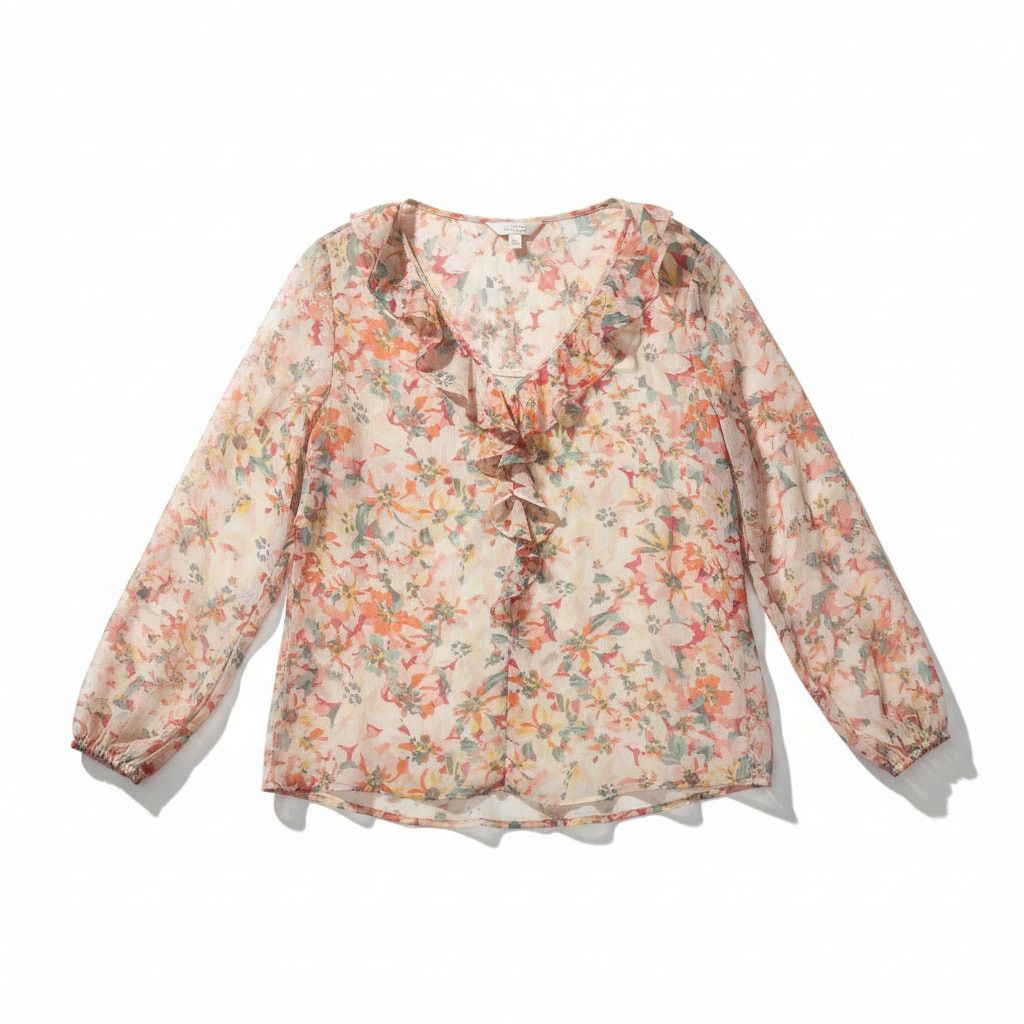 Other Womens Lauren Conrad Long Sleeve Floral Blouse w/ Slip - 2X Size XXL / US 16-18 / IT 52-54 - 2 Thumbnail