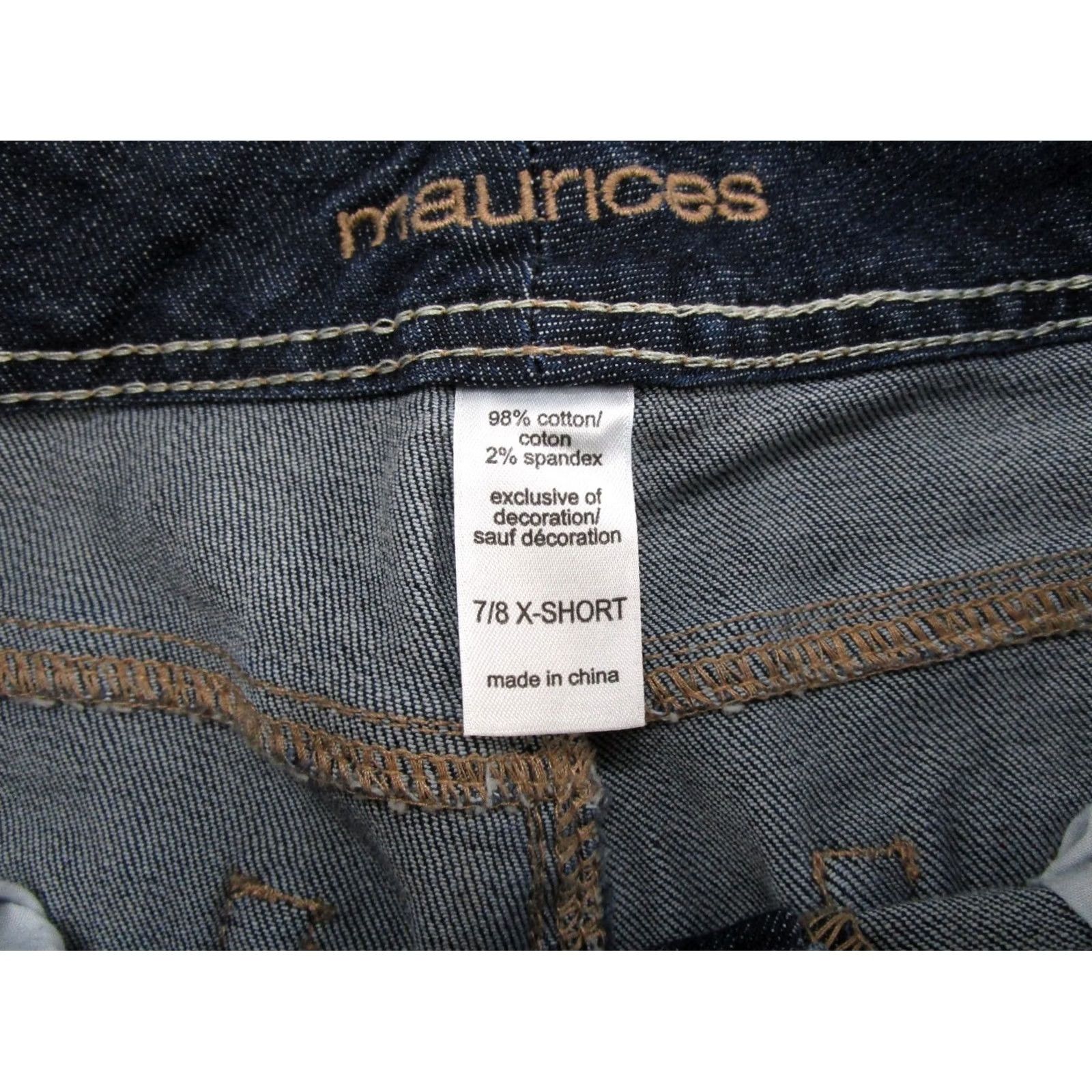Vintage Maurices Womens Bootcut Dark Wash Stretch Blue Denim Jeans Size 7/8 X Short - Good Used Condition Size 30" / US 8 / IT 44 - 4 Thumbnail