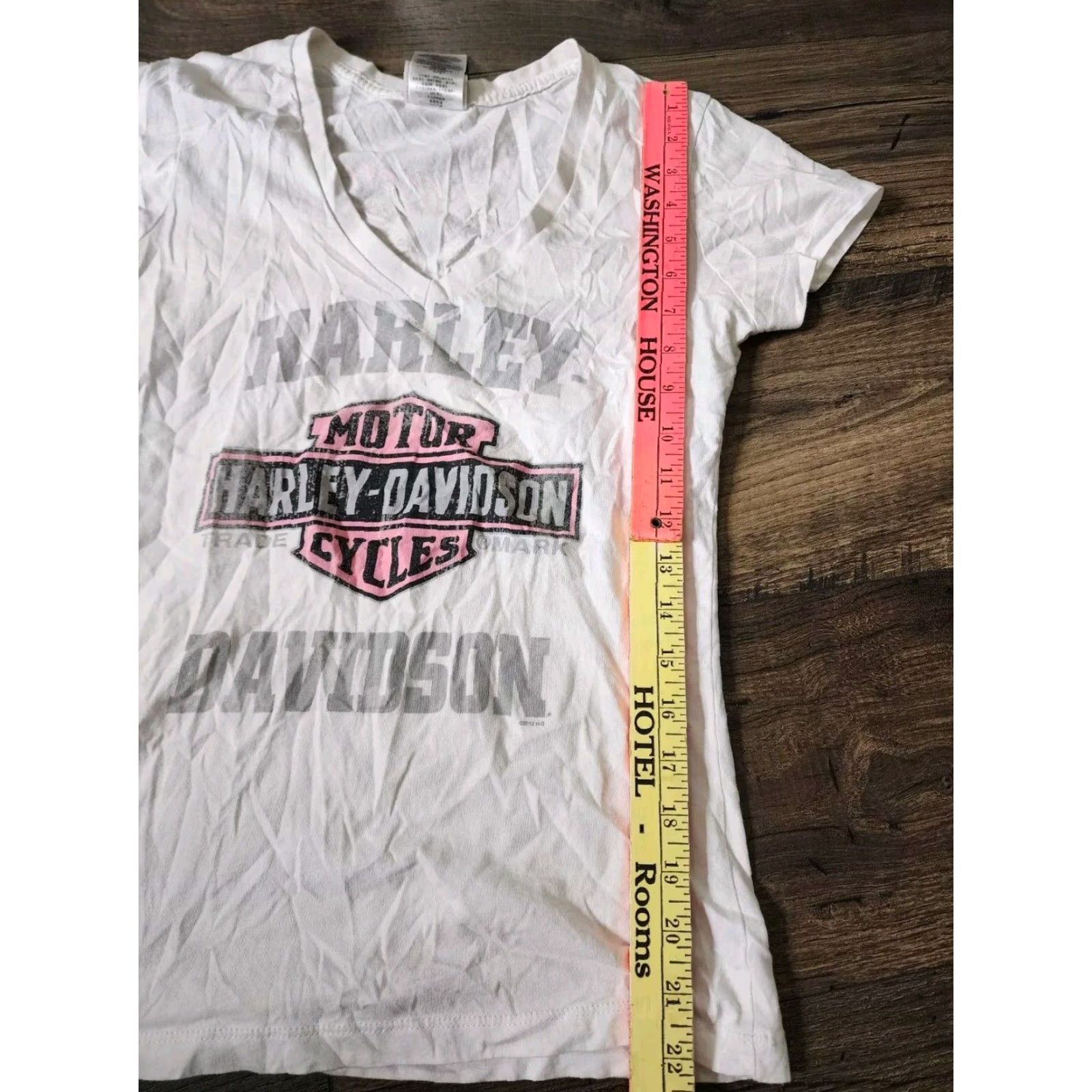 Harley Davidson Harley-Davidson Women's M White V-Neck T-Shirt Motorcycles Biker Double-Sided Casual Size M / US 6-8 / IT 42-44 - 5 Thumbnail