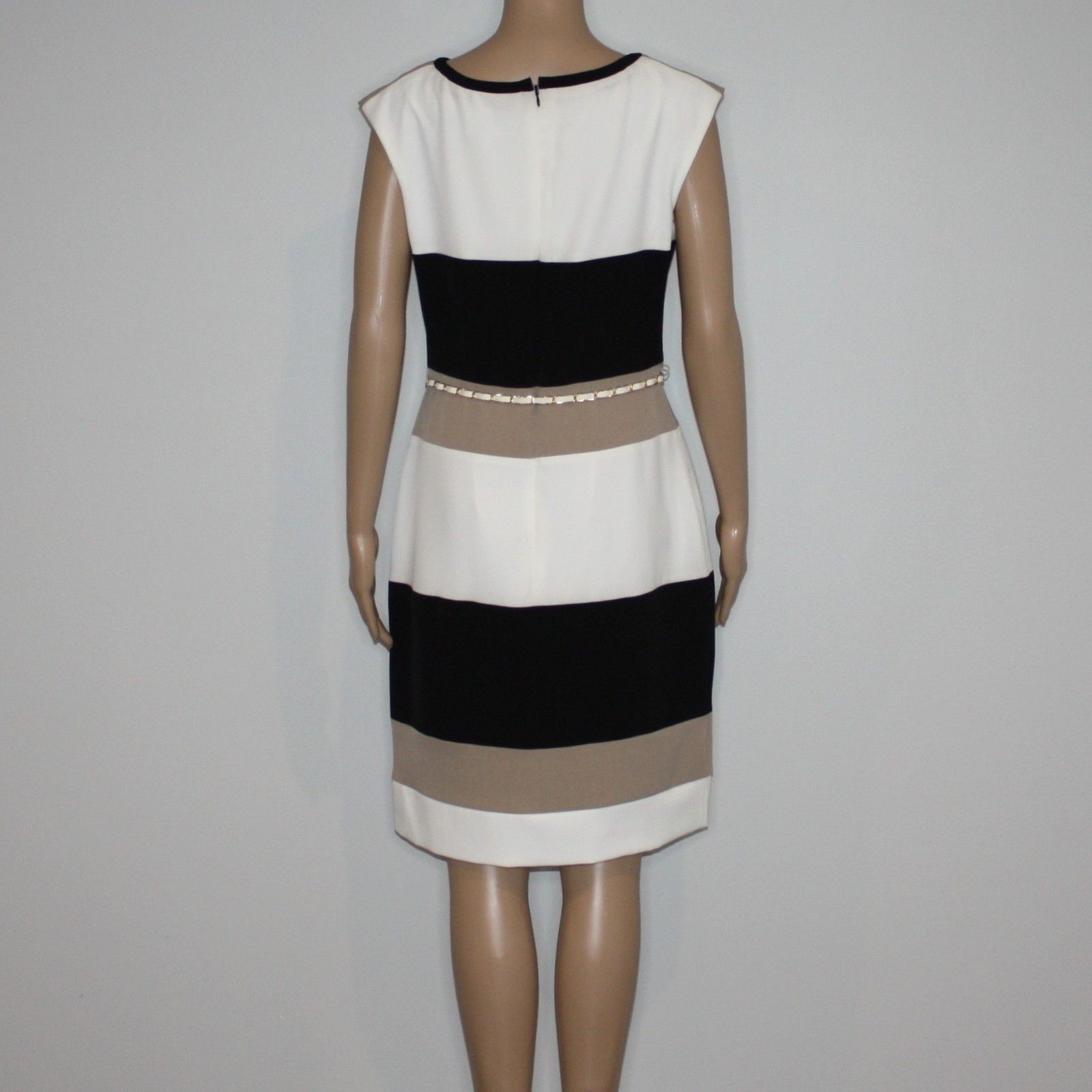 Other SD Collection Neutral Stretch Crepe Color Block Sheath Dress Size M / US 6-8 / IT 42-44 - 9 Thumbnail