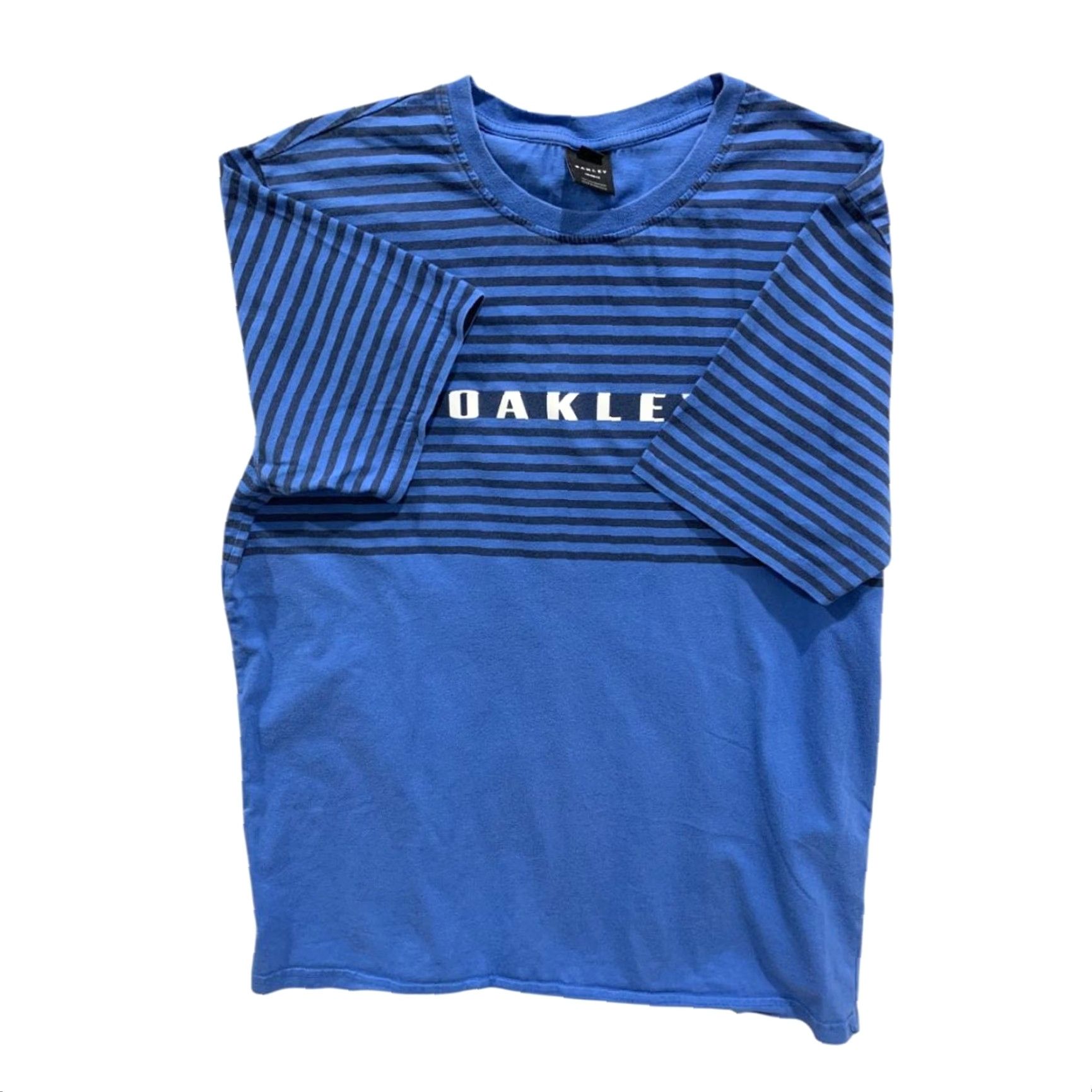 Oakley VINTAGE? No. Just: Oakley Shirt Mens Large Blue Stripes Logo Custom Fit Short Sleeve Size US L / EU 52-54 / 3 - 3 Thumbnail