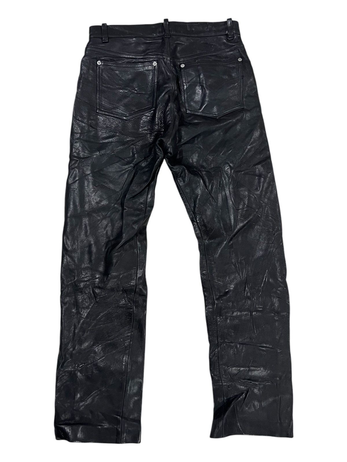 Genuine Leather 🇯🇵 Leather Craft FREEDOM Cowhide Shiny Leather Biker Pants Size US 29 - 3 Thumbnail