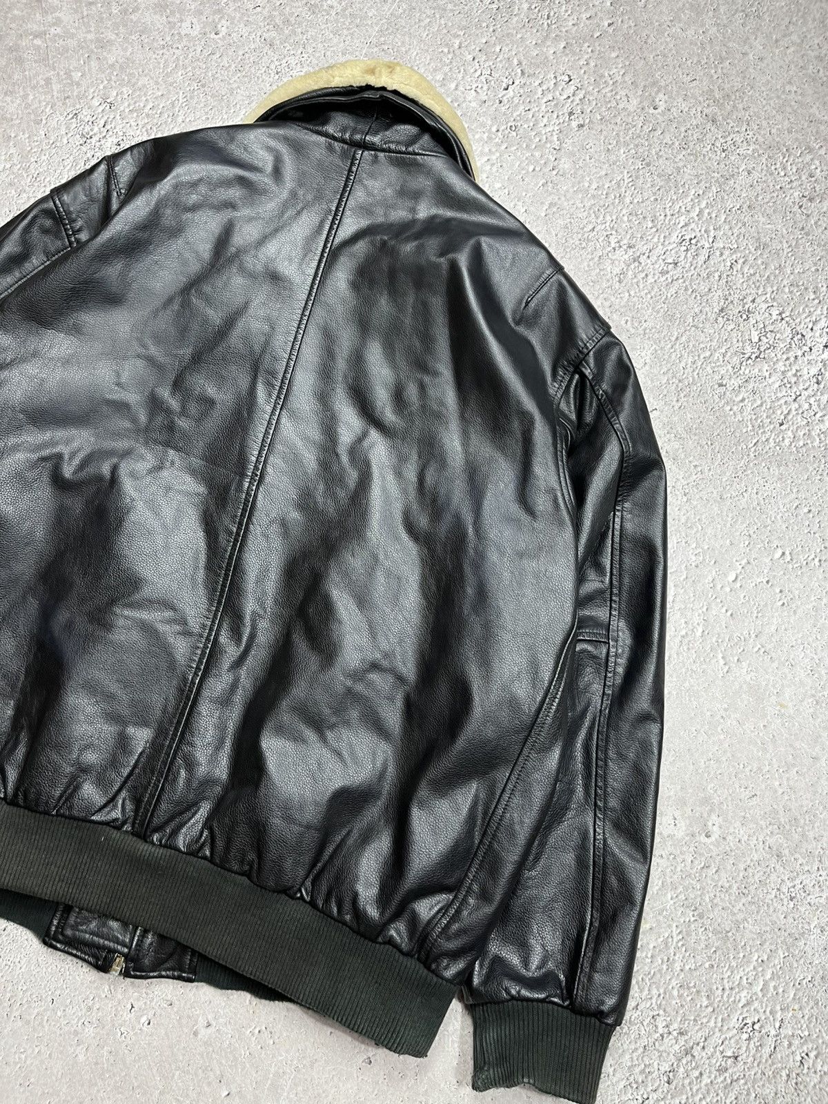 Leather Vintage Aviator Bomber Jacket Leather Shearling Collar XXL Size US XXL / EU 58 / 5 - 14 Thumbnail