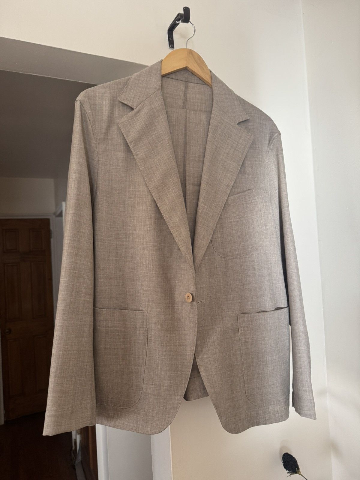 Stoffa ($2890) Taupe Undyed Wool Suit Size 42R - 9 Thumbnail