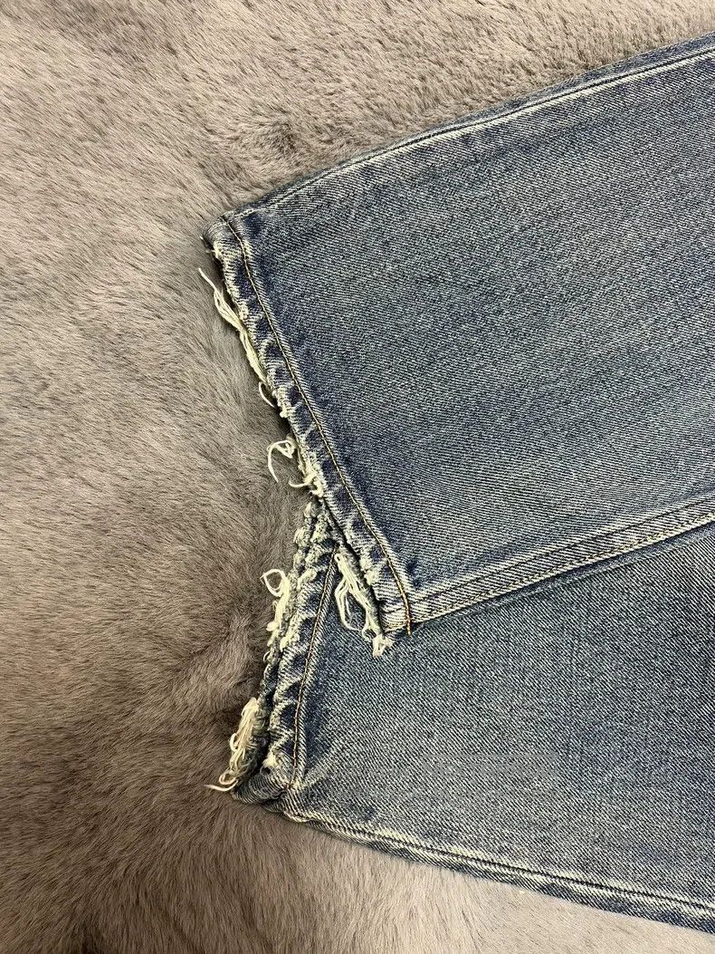 Celine Washed Blue Straight Leg Wide Leg Jeans