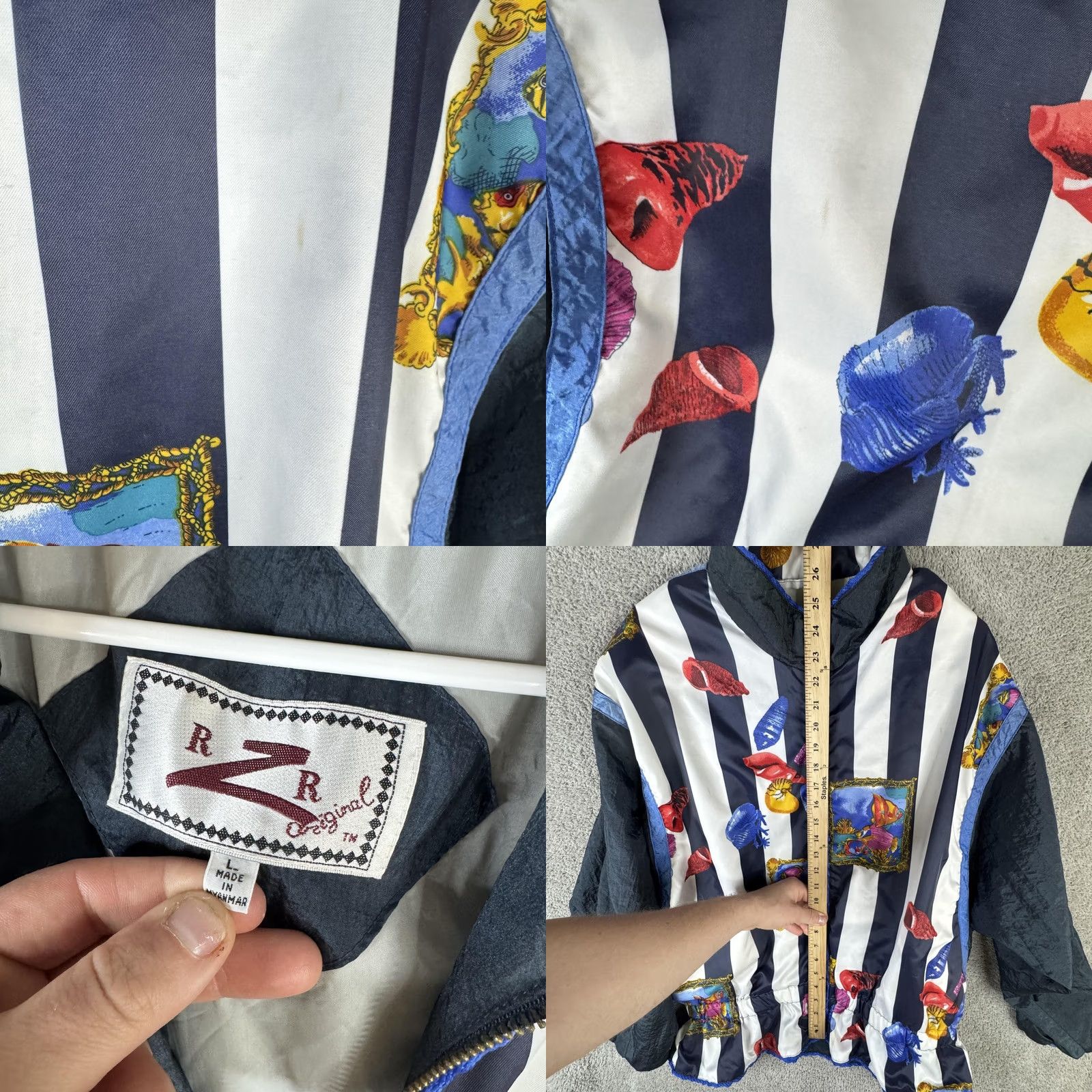 Vintage VINTAGE RZR Original Jacket Womens L Blue Seashell Full Zip Windbreaker Size L / US 10 / IT 46 - 8 Thumbnail