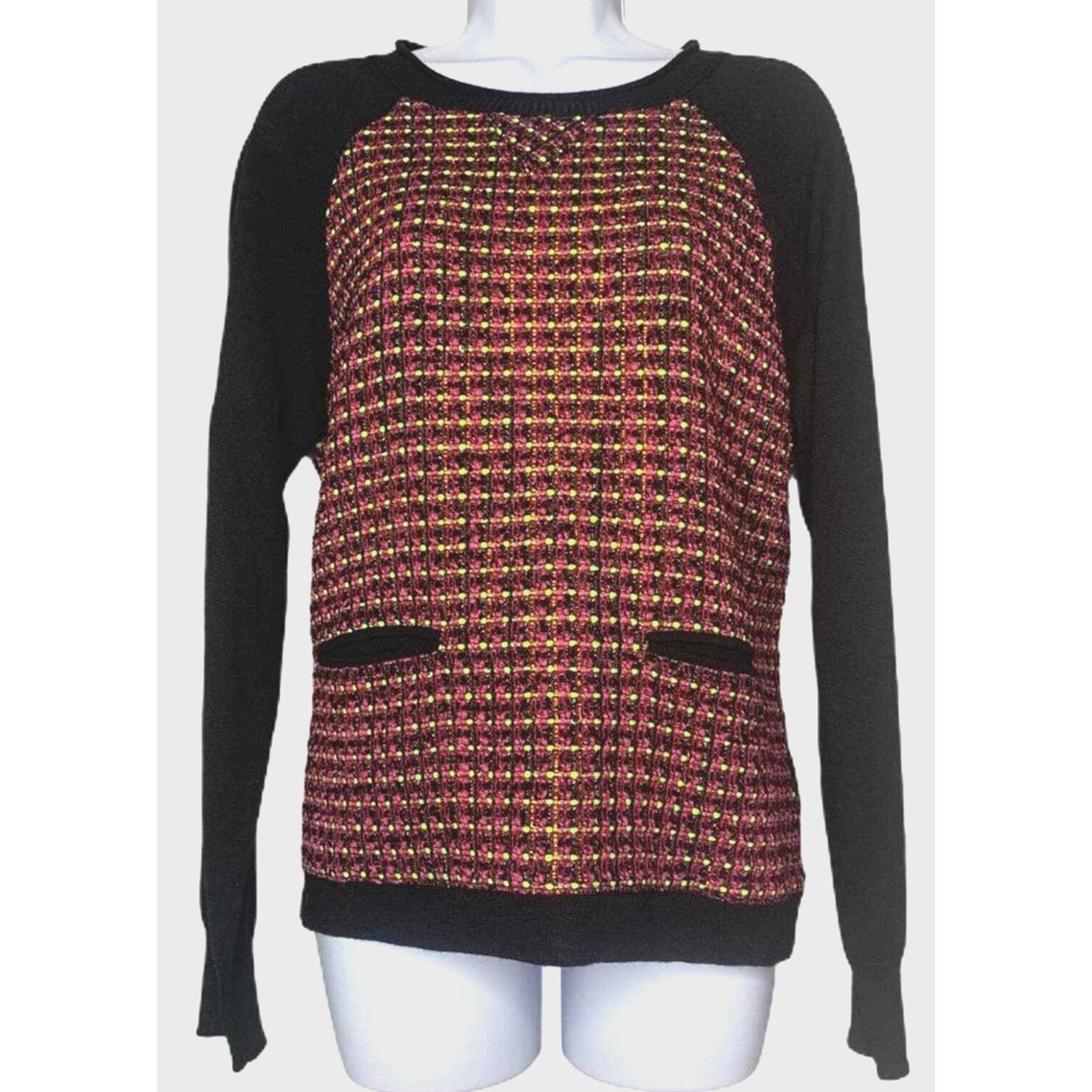 J.Crew J.Crew Modern Black Pink Wool Blend Sweater M Relaxed Pocket Size M / US 6-8 / IT 42-44 - 1 Thumbnail