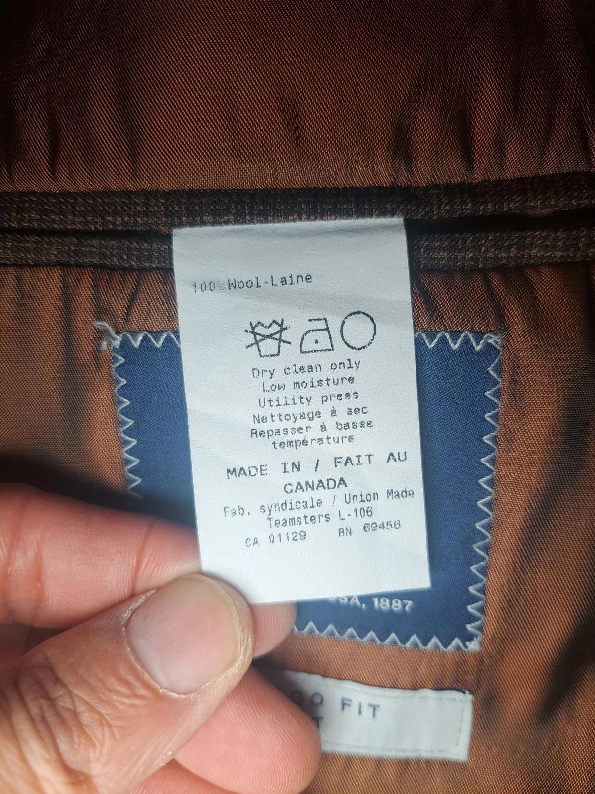 Hart Schaffner Marx Hart Schaffner Marx Sport Coat Mens 42L Brown Wool Nailhead Size 42L - 3 Thumbnail