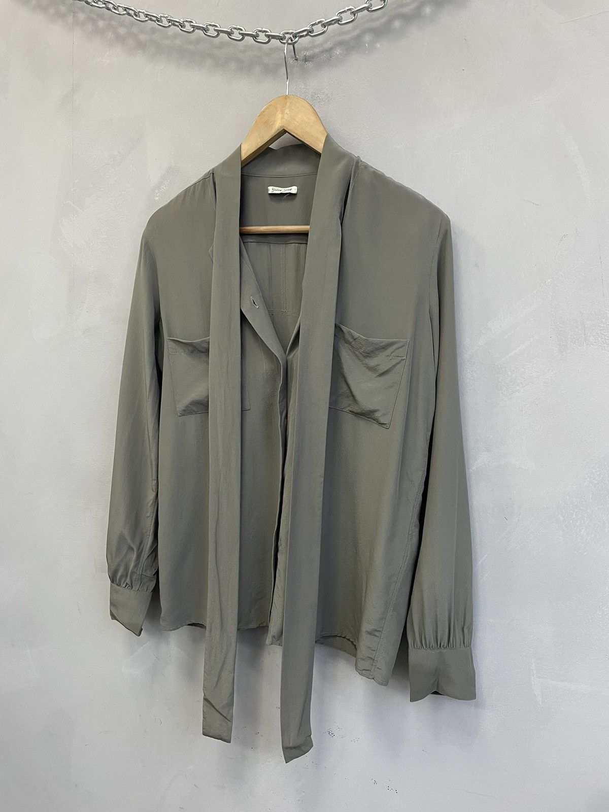 Golden Goose Golden Goose green silk tie-neck shirt minimalist Italy Size M / US 6-8 / IT 42-44 - 3 Thumbnail