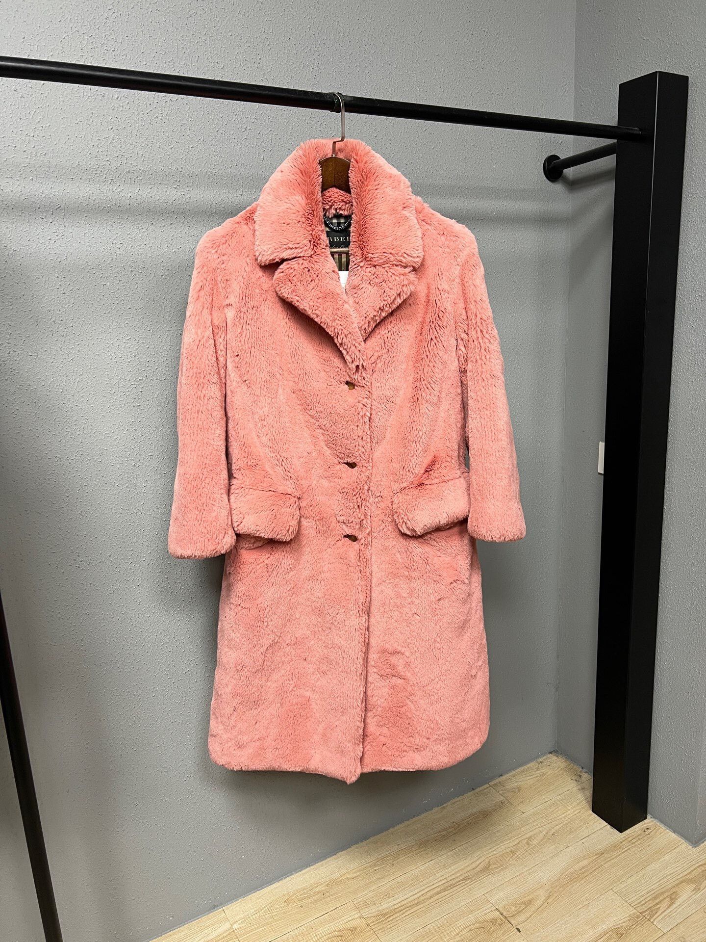 Burberry Burberry Pink Faux Fur Check Coat Size XS / US 0-2 / IT 36-38 - 1 Thumbnail