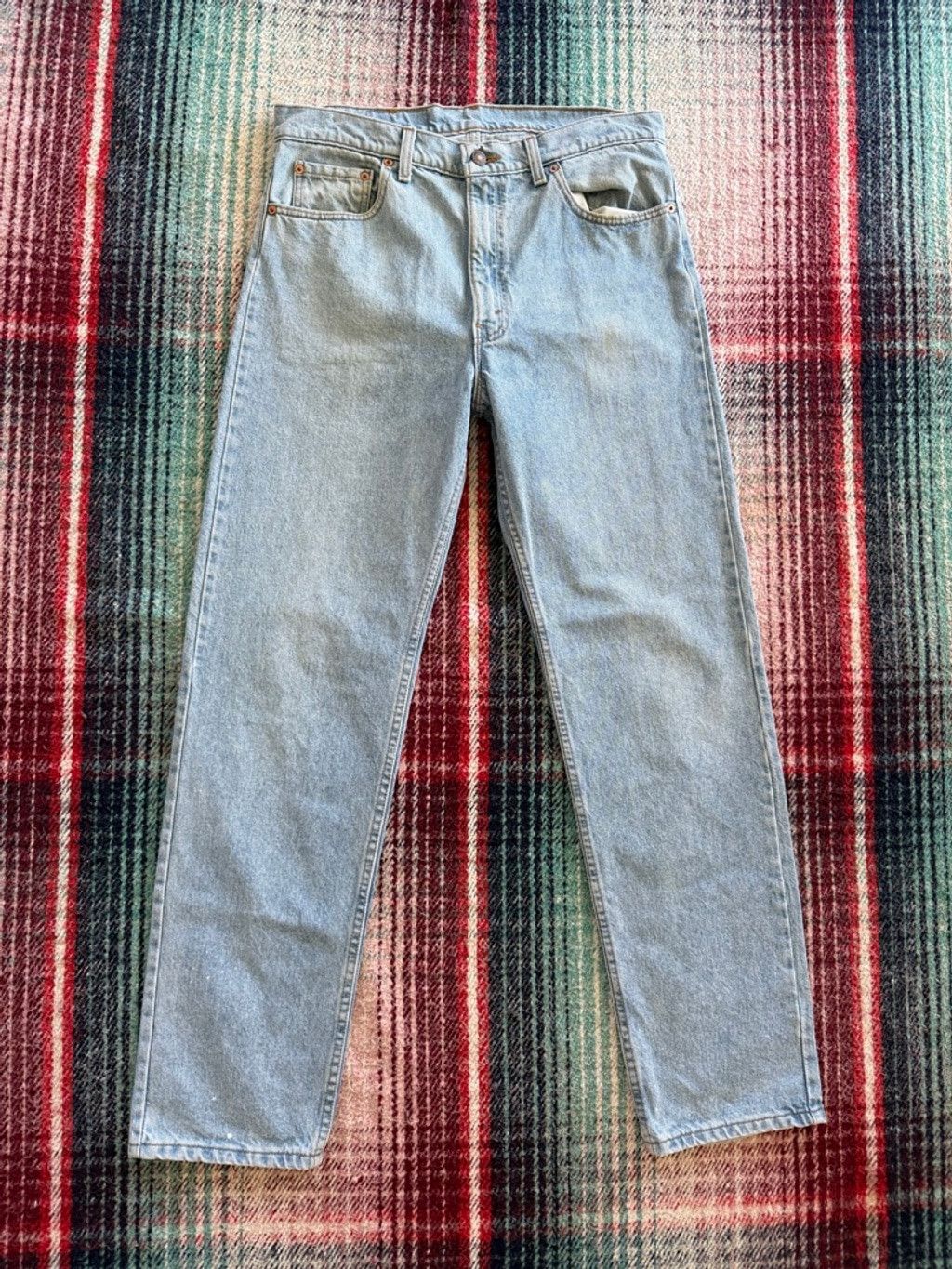 Levi's 90s Levi’s 505 Light Wash Distressed Jeans 35x33 Size US 35 - 3 Thumbnail