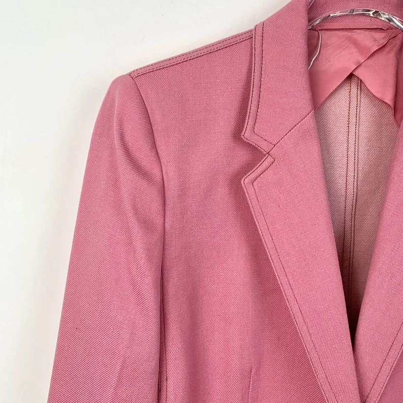Max Mara Max Mara Long sleeve blazer with pink sheep wool lapel Size L / US 10 / IT 46 - 3 Thumbnail