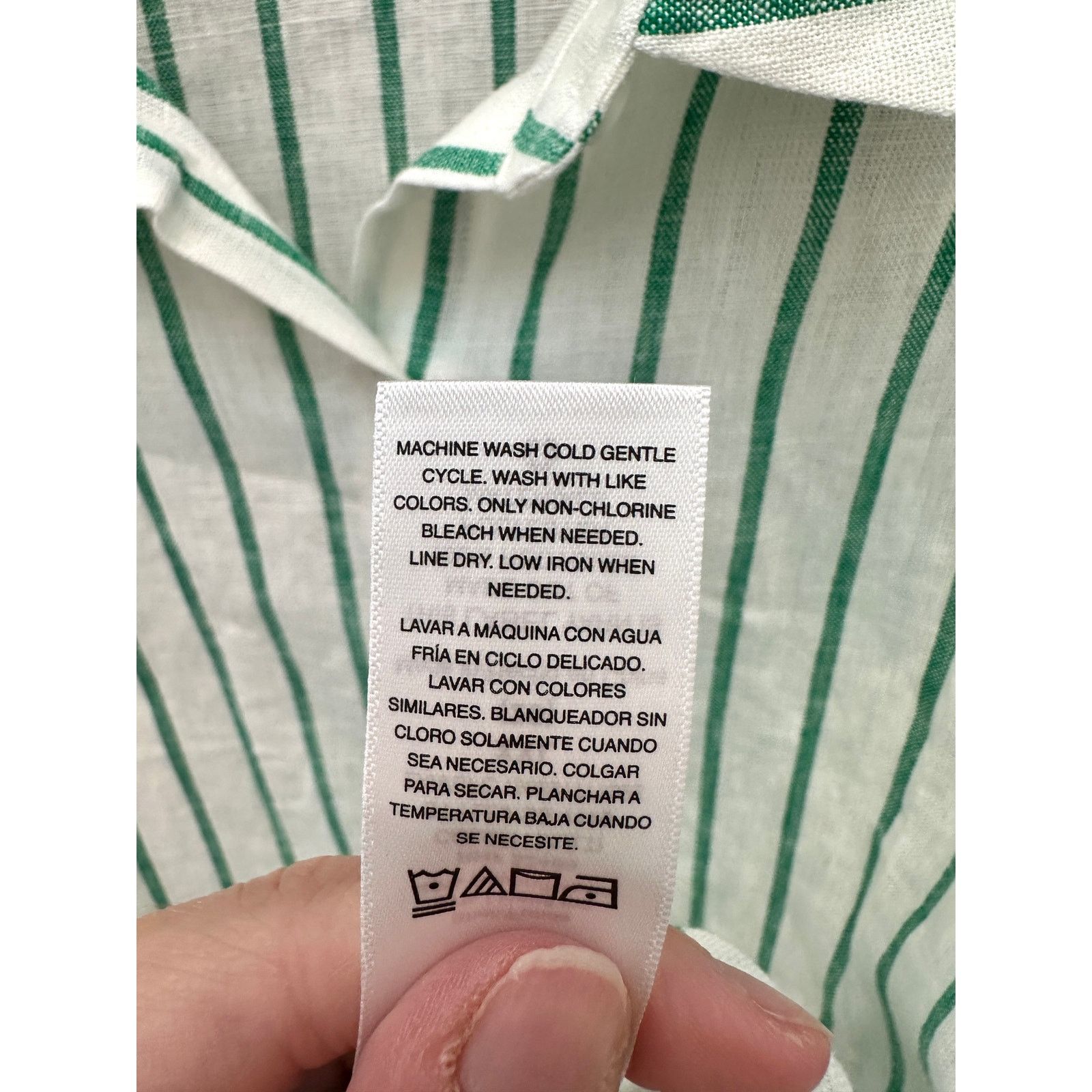 SCOOP SCOOP Green White Striped Linen Button Front Plus Size Top Size XXL / US 16-18 / IT 52-54 - 8 Thumbnail