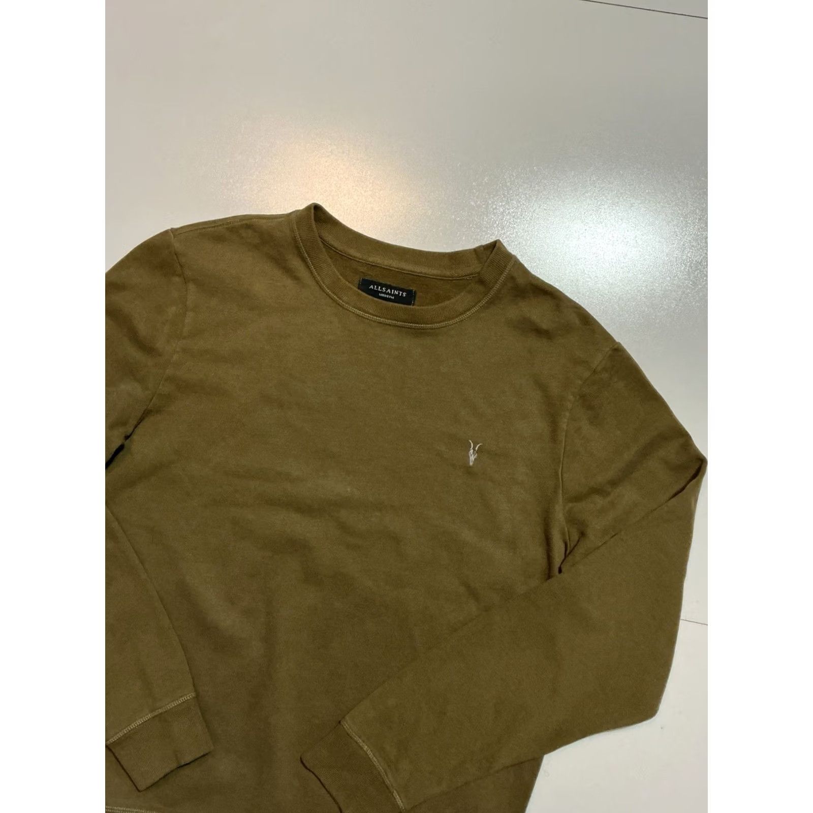 Allsaints AllSaints Ram Skull Olive Green Aven Crewneck Sweatshirt Jogger 2PC Set M/S Sweatpants Crew Neck Mens Sweatsuit Size 40R - 7 Thumbnail